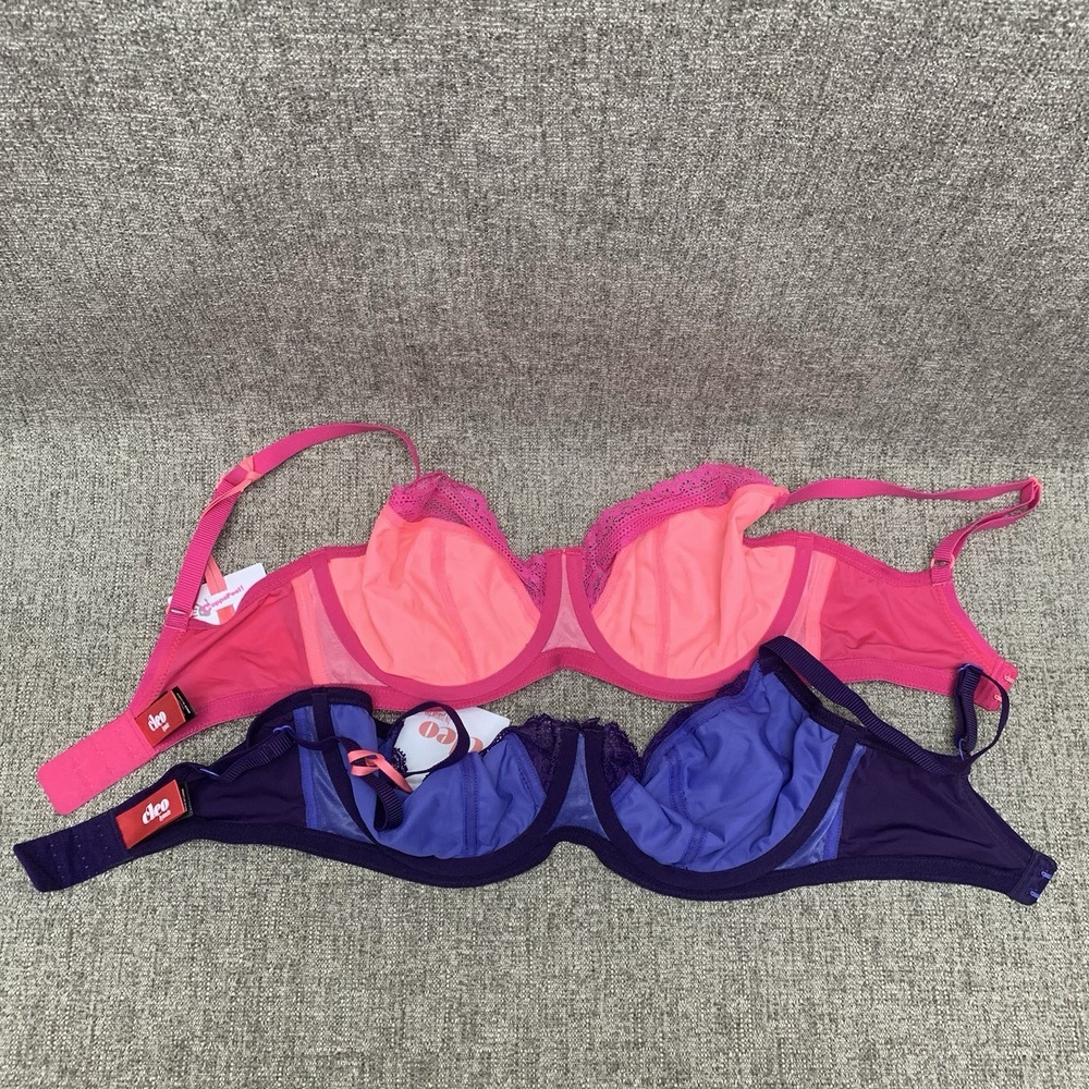 Panache Cleo Hettie Balconette Bra Underwired Non Padded 28FF Lace Blue Pink - Picture 3 of 6